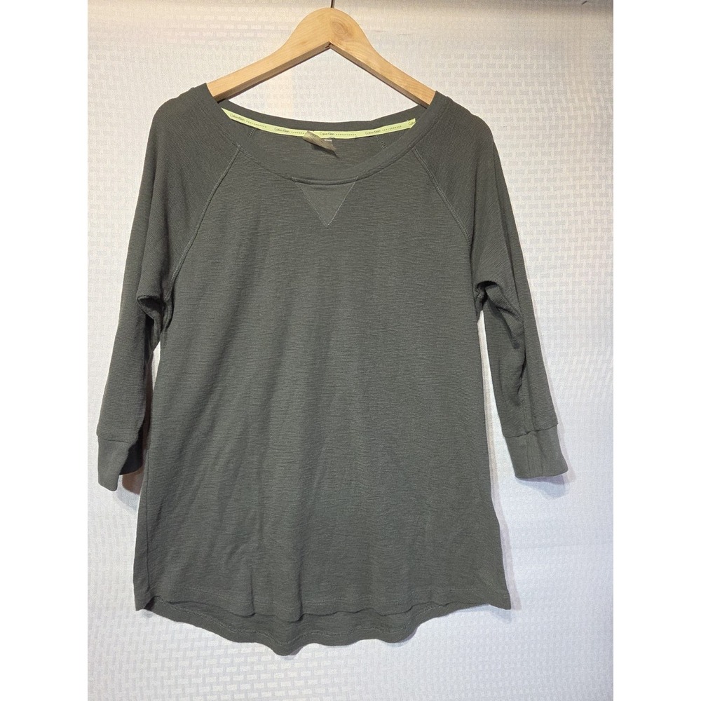 Calvin Klein Performance Mens XL Gray Thermal Long Sleeve Waffle Knit Shirt